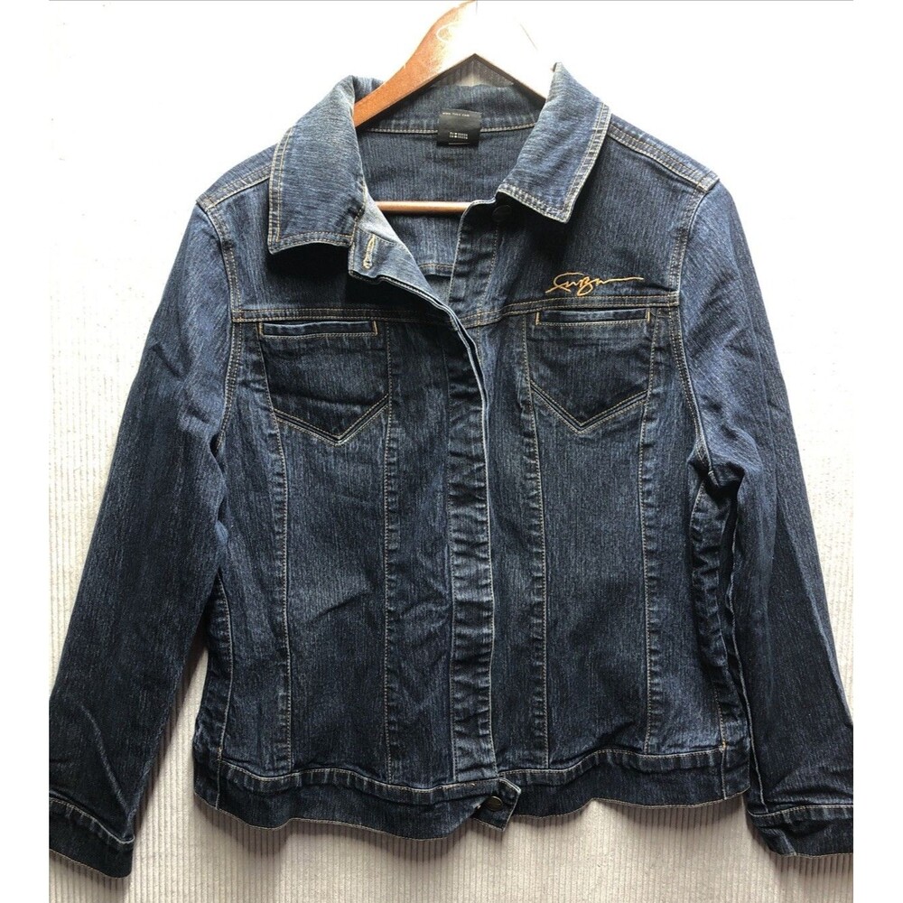 Vintage FUBU Womens Denim Shacket 1X Dark Wash Y2K Hip Hop Streetwear Snap Front